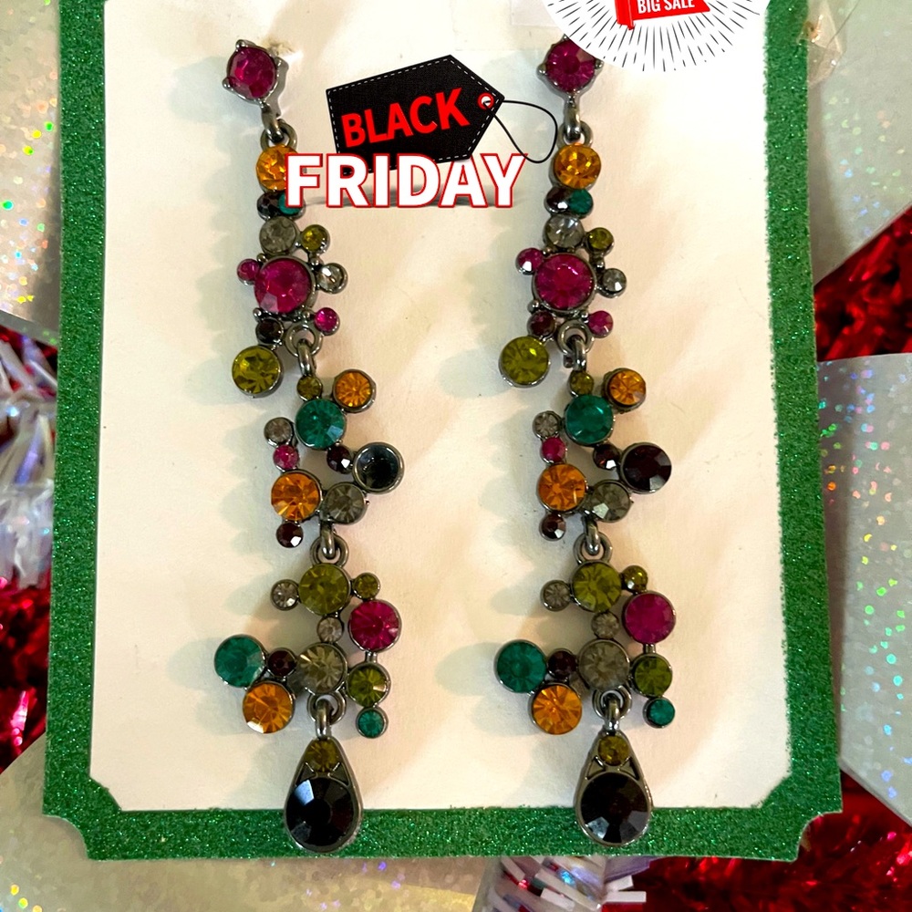 Multi Color Crystal chandeliers Holiday Earrings